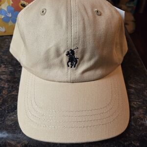 Ralph Lauren Sport Beige Cap with Black Polo Logo